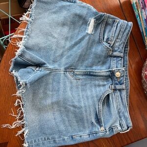 American Eagle Outfitters Blue Frayed Jean Shorts